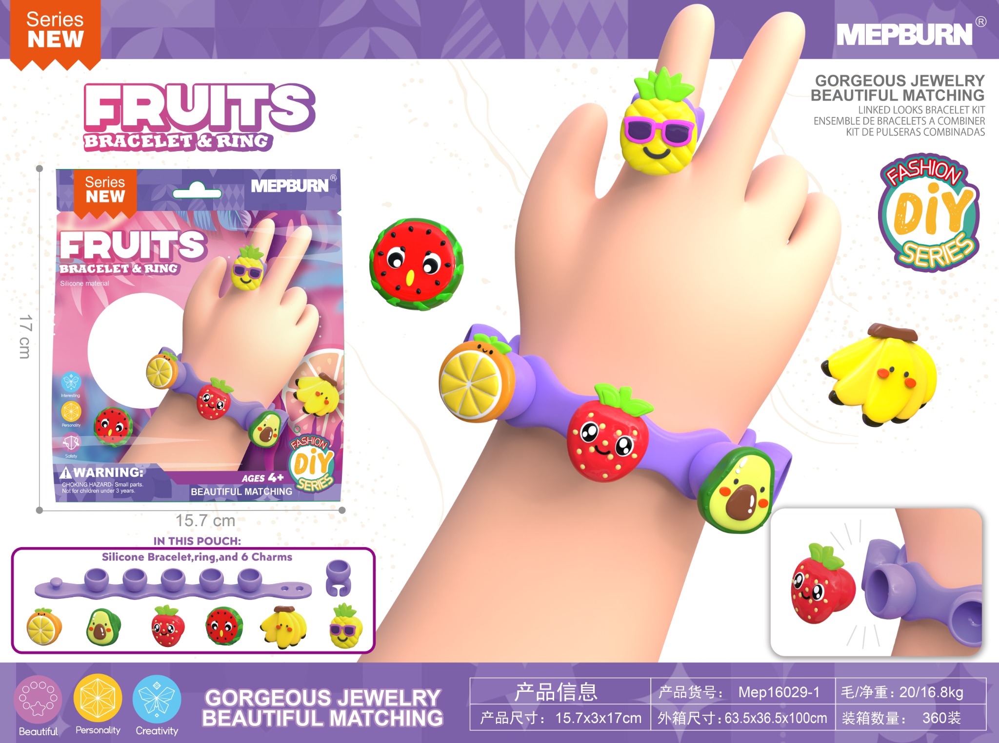 Fruits bracelet and ring collection
