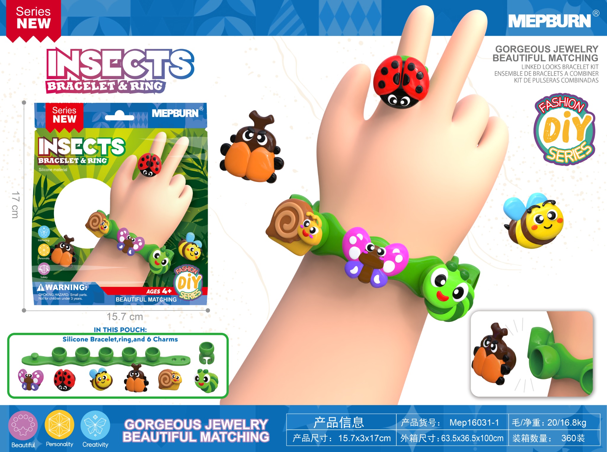 Insects bracelet and ring collection